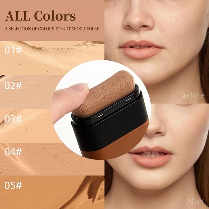 Flawless Hydrating Face Foundation Stick, Korean Lightweight Full-Coverage Cream-to-Matte Multi-Use Makeup for Dark Circles & Blemishes, Long-Wear Cream Stick with Brush, All Skin Types (01#Ivory)