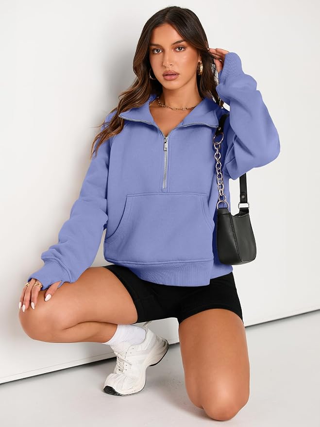 AUTOMET Womens Sweatshirts Half Zip Fleece Pullover Fall Outfits | Fall Fashion Clothes 2026,Cropped Sweatshirts,Cute Y2k Tops,Quarter Zipper Sweater,Winter Loungwear Outfits