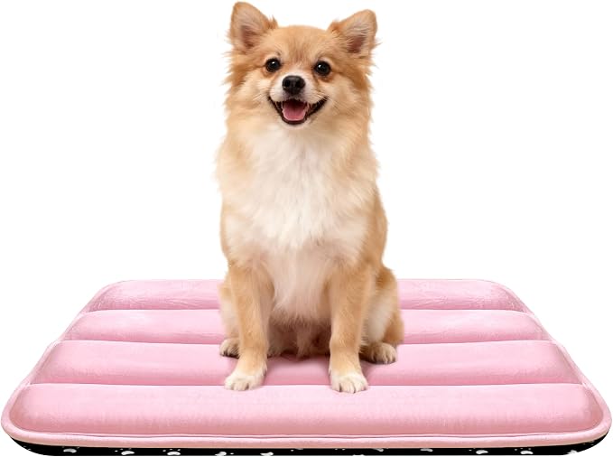 pobopobo Dog Crate Pad, Ultra Soft & Anti-Slip Kennel Mat, Secure Fit for Metal Crates & Dog Cages, Washable Cozy Bed for Small Medium Large Dogs (Pink, M(28"*16"*1.5"))