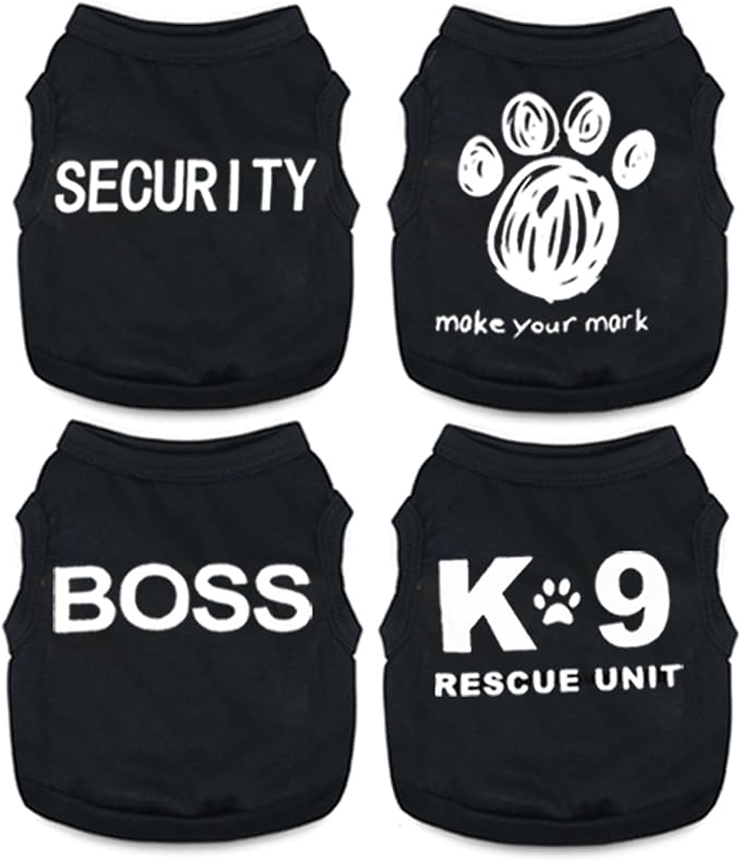 4 Pieces Puppy Clothes Dog Shirts for Small Dogs Boy Male Clothes Funny Pattern Breathable Lightweight Soft Cool Pet Shirt Cat Apparel Outfit (Small)