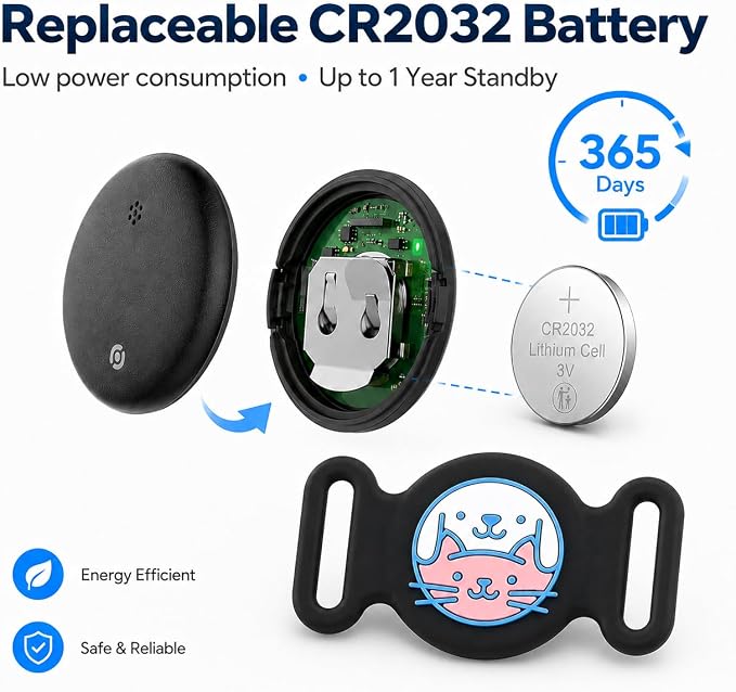 GPS Collar for Dogs, Pet Tracker for Dogs (Android Only), Waterproof Smart Tag Compatible with Google Find My, No Monthly Fee, Dog GPS Tracker Collar for Small Large Dogs (Android Tracker for Dog)