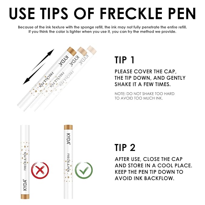 KYDA 2 Pcs Freckle Makeup Pen, Natural Lifelike Freckle Makeup Magic Color, Waterproof Longlasting Soft Dot Sopt Pen, for Natural Effortless Sunkissed-Dark Brown