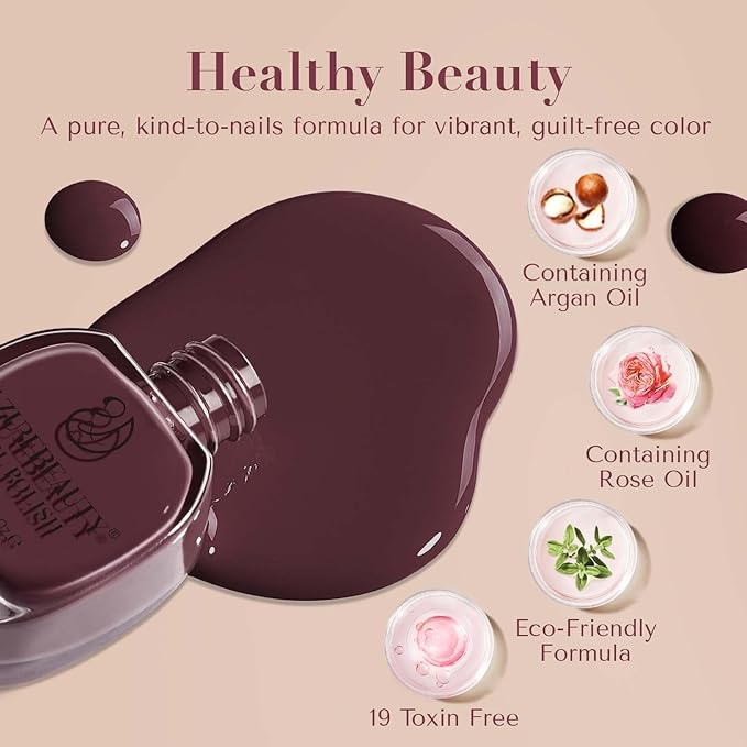 AZUREBEAUTY Nail Polish Set 4 Colors Brown Pink Glitter Nail Polish Quick Dry Natural Nail Lacquer Fingernail Kit with Top Coat DIY Salon Home