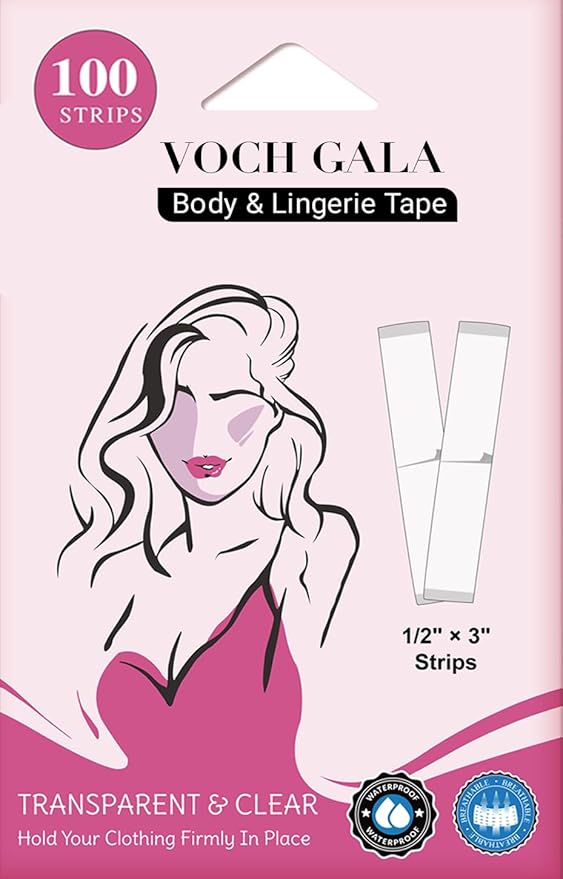 Double-Sided Tape for Clothes and Fashion – No-Iron Fabric Tape, Pre-Cut Body Tape & Clothing Tape, Gentle on Skin & Fabrics