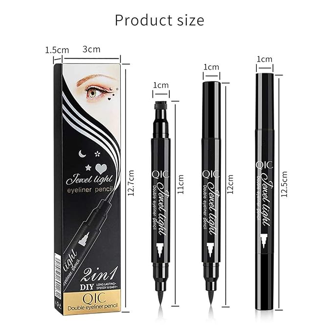 Go Ho Black Liquid Eyeliner Stamp,Eyeliner Stamp Wingliner,Winged Eyeliner Stamp for Cat Eyes,Double-Side Waterproof Liquid Eyeliner Pen,Long-lasting Smudge-proof Eye Liner Makeup Tools,1 PC