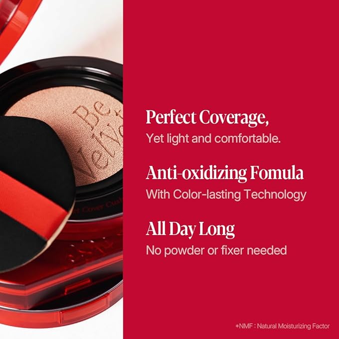 Espoir NEW Be Velvet Cushion Foundation #40.5 Deep Olive | Quick and Easy Coverage with Long-lasting Color by Zero Oxidation, Velvety Smooth Finish & Lightweight Formula, Vegan, Korean Makeup, 0.46 oz