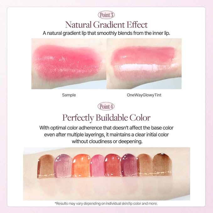 Heart Percent Dote On Mood One Way Glowy Tint, Glass-like High Shine Glossy Finish w/Long-Lasting Luminous Color Lip Stain for Glowy Look, #13. Pink Fairy