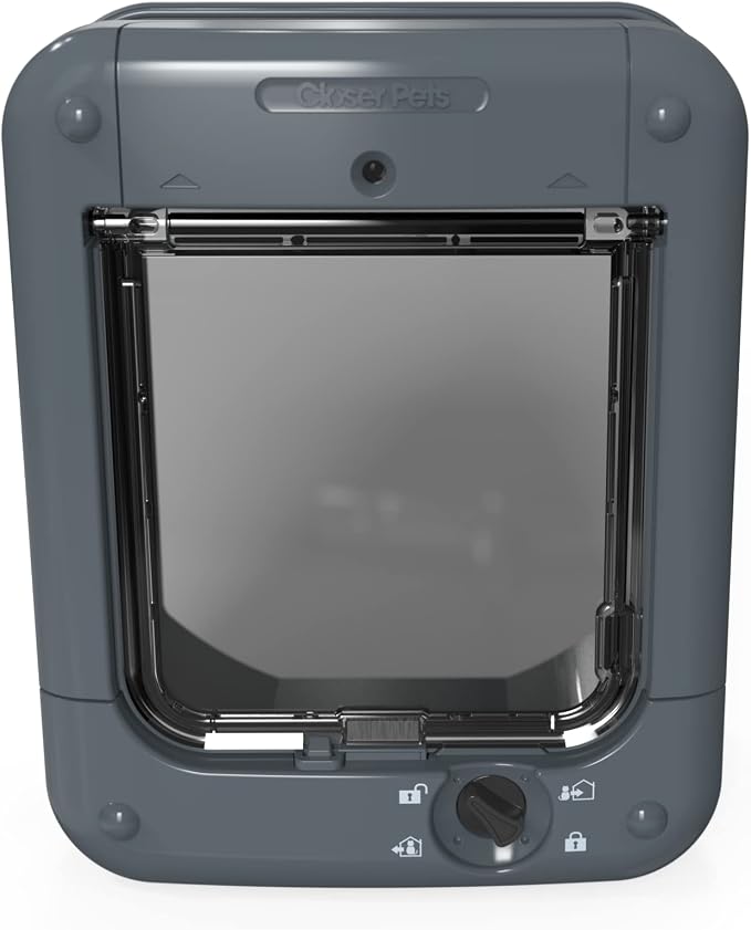 Closer Pets Microchip Activated Cat Flap (360) - For Small to Medium Cats, Accommodates up to 30 Pets, for Single/Multiple glazing, UPVC, walls and Wood, Grey