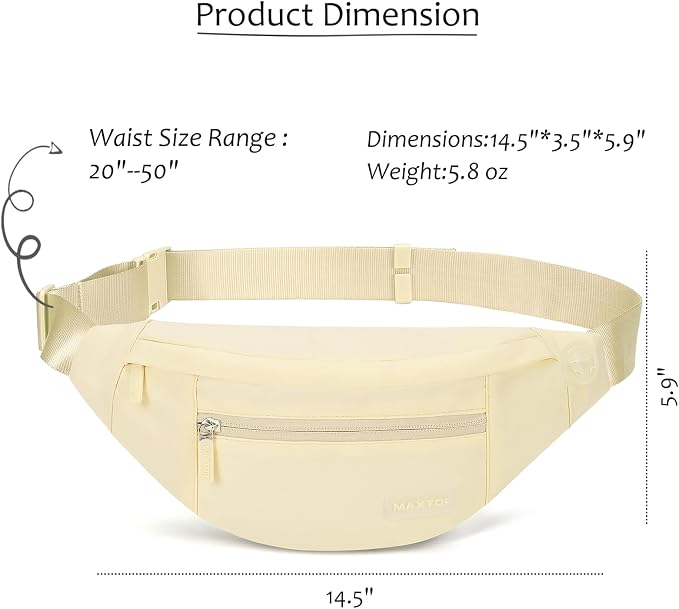MAXTOP Large Crossbody Fanny Pack with 4-Zipper Pockets,Gifts for Enjoy Sports Festival Workout Traveling Running Casual Hands-Free Wallets Waist Pack Phone Bag Carrying All Phones