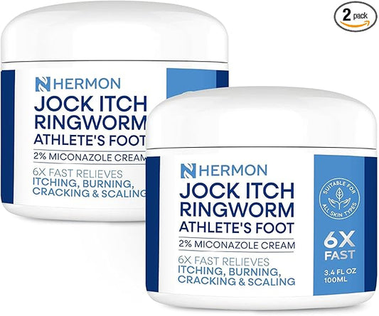 Jock Itch Antifungal Cream, Ringworm Treatment for Humans, Psoriasis Scalp Treatment, Ringworm Cream for Humans, Foot & Body Balm, Provides Soothing Relief-2 Pack