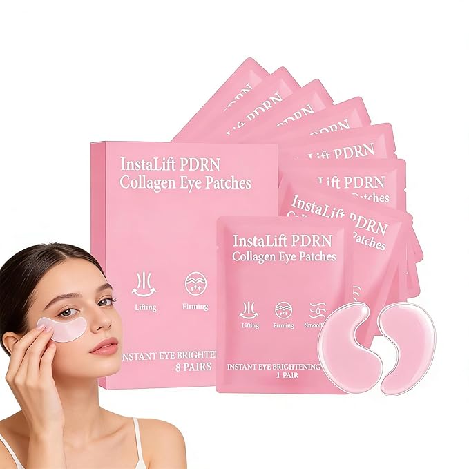 Instalift PDRN & Collagen Eye Patches for Dark Circles & Puffiness, Pdrn Eye Patches, Hydrogel Under Eyes Masks to Reduce Wrinkles & Undereye Bags (2Pack 16Pairs