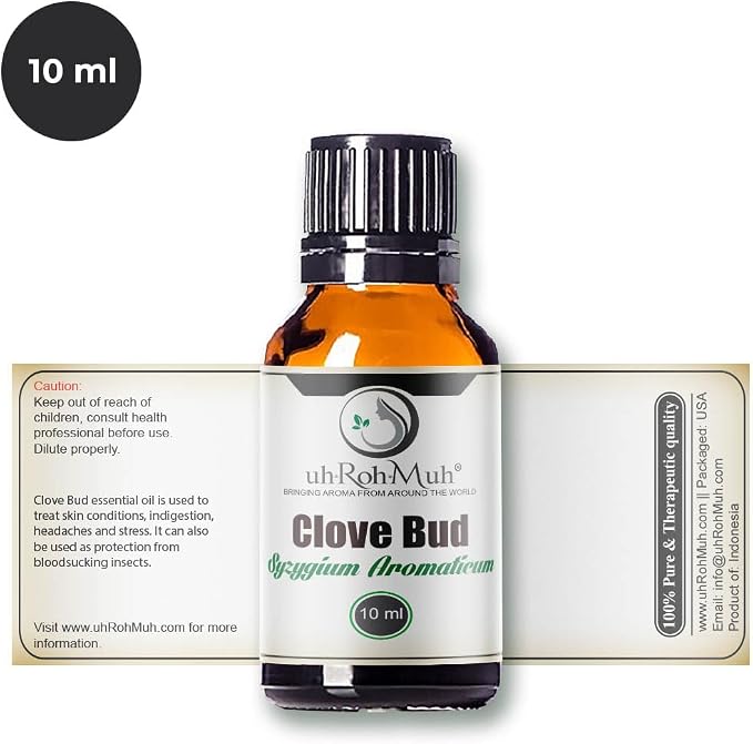 Clove Bud Essential Oil - Steam Distilled 100% Pure Eugenia Caryophyllus Clove Oil for Diffuser, Aromatherapy, Massage, DIY Skincare Hair Care, Warm Spicy Fragrance Natural - Indonesia - 10 ml