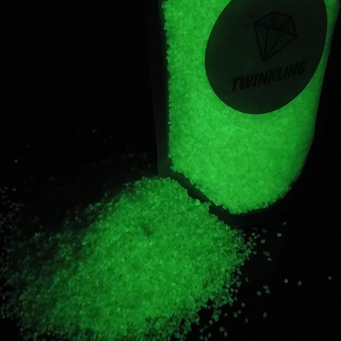 TWINKLING Glow in The Dark Crushed Glass, Broken Glass Glitter, Glow in The Dark Stones Gems Chips for DIY Resin Art Epoxy Crafts, Nail Art, Jewelry Making, Geode Painting, 0.85mm(100g) (Yellow Green)