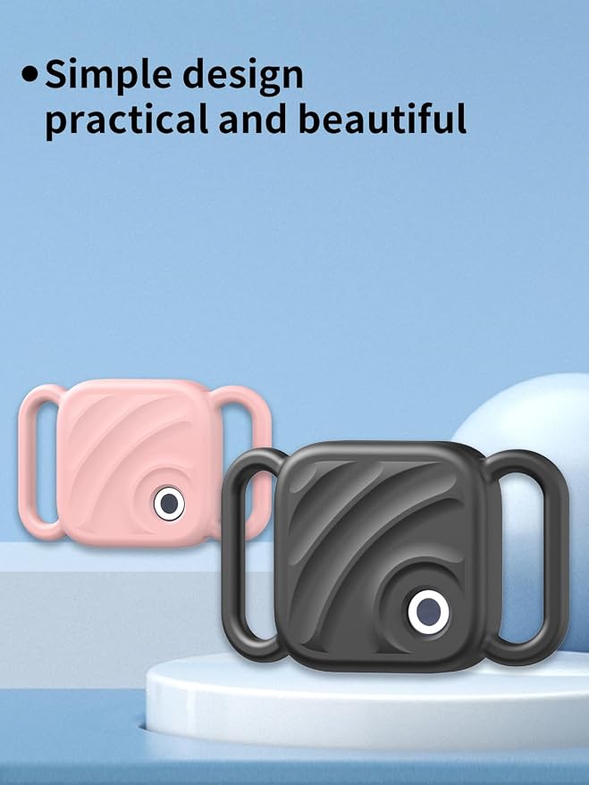 Silicone Case for UGREEN Tracker Tags, Pet Collar Cover, Black+Pink | 2 Pack Soft silicone cover protects tracker tags from scratches and drops while providing a secure fit for pet collars.