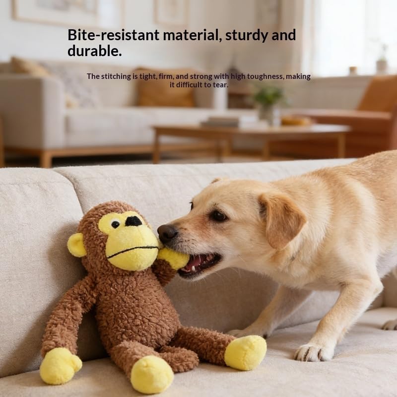 Plush Squeaky Dog Toy, Animal-Shaped Chew Toy for Small and Medium Dogs Interactive Play (Brown)