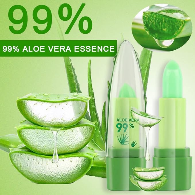 BINGBRUSH Aloe Vera Color Changing Green Lipstick Queen, Long Lasting Lip Care Nutritious Lip Balm Moisturizer Magic PH Lipstick Temperature Change Lip Gloss Makeup Set for Women (3Pcs Aloe Vera)