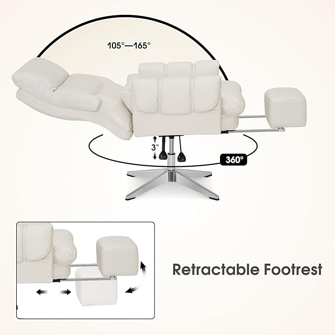 BarberPub Beauty Salon Chair with Lumbar Support, Adjustable Height, Swivel Reclining Esthetician Chair for Facial, Massage, Eyelash Extension, Tattoo 8105/8129 (Modern-X-Shaped Base, PU Leather)