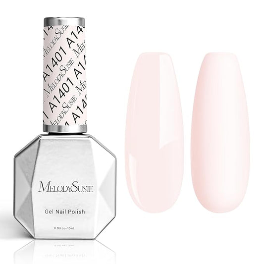 MelodySusie Thick White Gel Nail Polish,0.5fl oz Nails Soak Off UV LED Milky Pink Gel Polish Gift for Women Nail Art Manicure Salon DIY Nail Design Decoration at Home-A1401