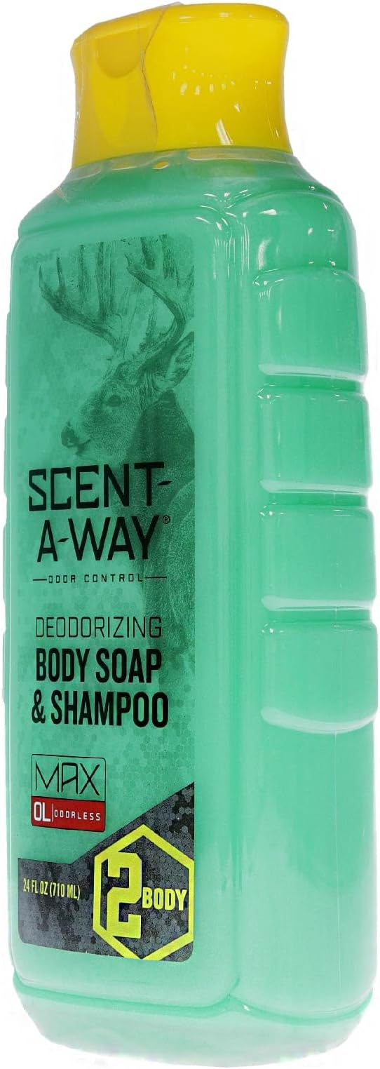 Hunters Specialties Scent-A-Way MAX Liquid Body Soap & Shampoo - Hunting Odorless Green Soap Scent Eliminator for Hunters, Trappers, Anglers, and Campers