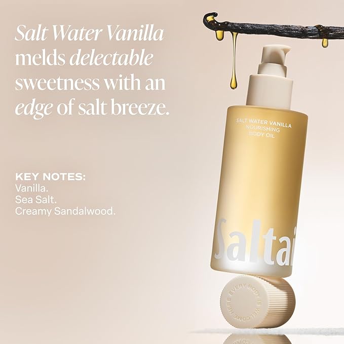 Saltair Body Oil. Luxurious Salt Water Vanilla After Shower and Bath Oil Moisturizer for Women and Men. Botanical, Non-Greasy, and Well-Absorbing Lotion for Hydrating Dry Skin. 4oz Pump Bottle