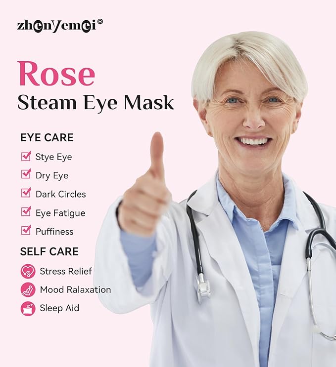 6 Packs Rose Heated Eye Mask - Heating Eye Mask Warm Compress for Dry Eyes Puffiness Dark Circles Sleep Stye Irritation Stress Relief Self Care Wellness Spa Relaxation Gift