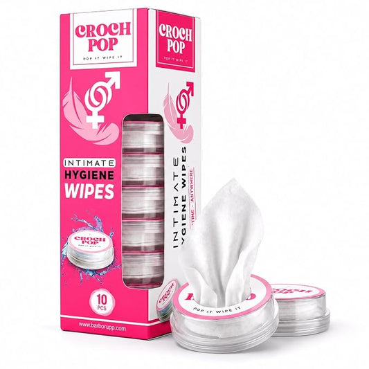 Feminine Wet Wipes for Women - 10 Count Natural Moisturizer & Biodegradable | pH-Balanced, Skin-Friendly Personal Care | Travel-Size Individually Wrapped Towelette Wipes for Daily Hygiene & Care