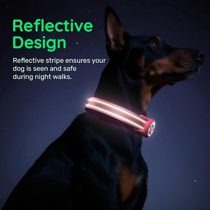 Premium Airtag Dog Collar，with IP68 Waterproof AirTag Holder,Hotpink,L | Soft,Breathable,Nylon Padded,Reflective,Ultra-Durable Buckle,Adjustable,Comfortable for Small Medium Large Dogs