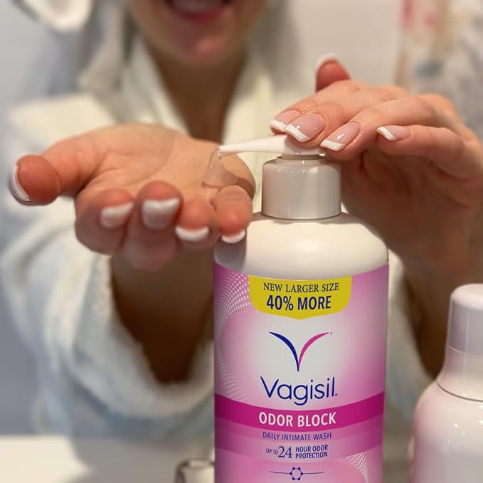 Vagisil Feminine Wash for Intimate Area Hygiene, Odor Block, Gynecologist Tested, Hypoallergenic, 16.9 oz with Pump