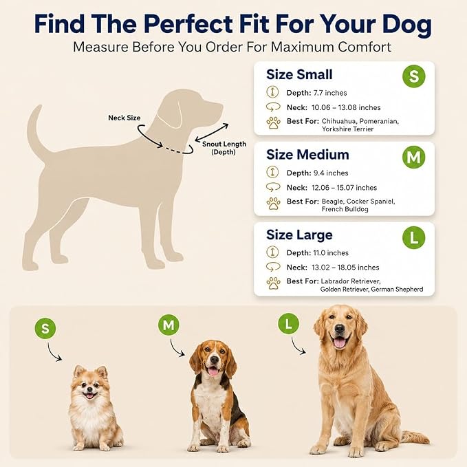 Soft Dog Cone Collar – Comfortable Cone for Dogs to Stop Licking After Surgery, Elizabethan Collar for Large Dogs, Adjustable Dog Donut Collar for Inflatable & Comfy Recovery (M)