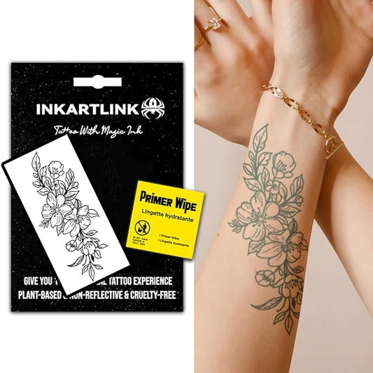 INKARTLINK Semi Permanent Tattoo, 15-day Temporary Tattoo, Flower Tattoo for Women, Waterproof and Anti-reflective, Exquisite Packaging, Unique Design (Flowers 8)