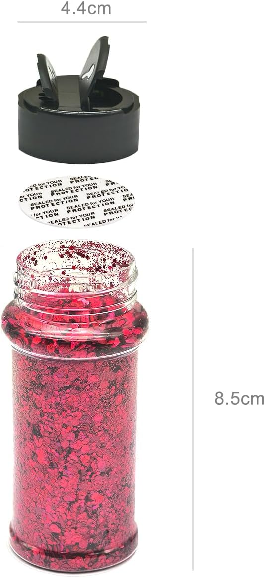 Rose Pink - Craft Glitter - 2oz Glitter Shaker Bright Colorful Holographic Mix Chunky Body Glitter Bulk Wholesale 24 Colors in Shaker Cosmetic Glitter EBLB912