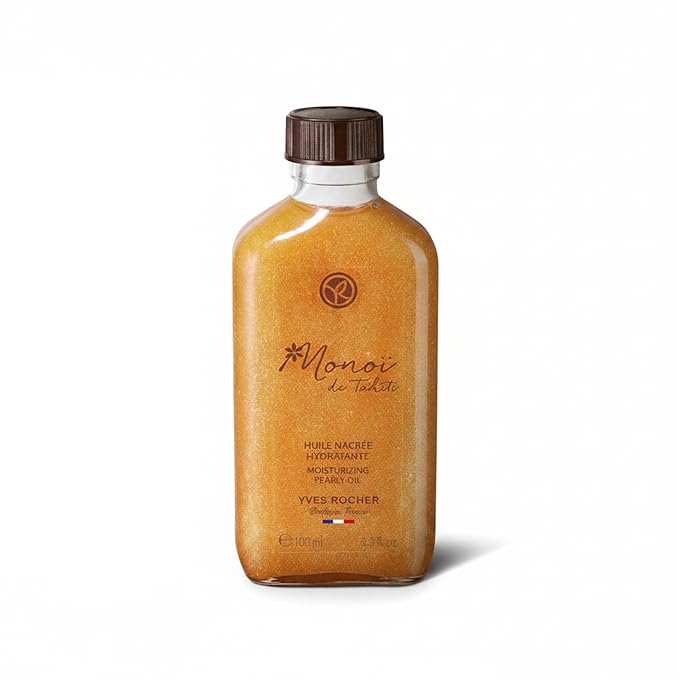Yves Rocher Monoï de Tahiti Pearly Body Oil, Shimmering Moisturizing Body Oil with Tahitian Gardenia Scent, Deep Hydration, Subtle Glow & Radiance, Lightweight Non-Greasy, 100ml / 3.3 fl oz