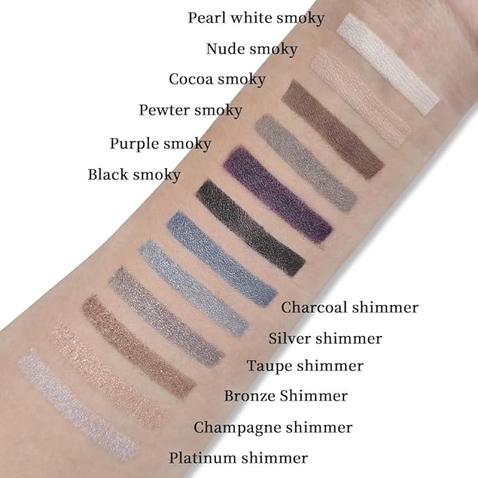 12 Colors Highly Pigmented Eye Shadow Palette Makeup Kit for Women, White Nude Purple Black Silver Bronze Eyeshadows, Matte Smoky Shimmery Metallic Shades Eyeshadow Palette Long-Lasting Waterproof