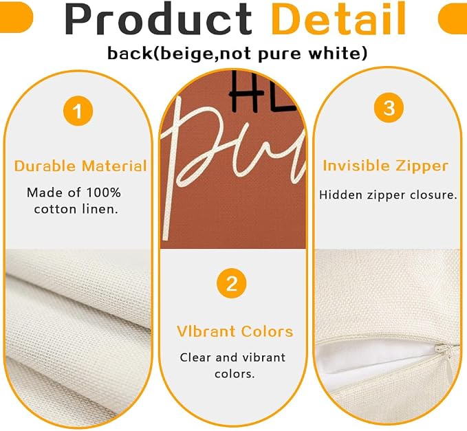 RABUSOFA Fall Pillow Covers 12x20 Inch,Rust Autumn Hello Pumpkin Pillows Decorative Throw Pillows,Lumbar Outdoor Thanksgiving Cushion Cover Farmhosue Fall Decor for Bedroom Couch Sofa