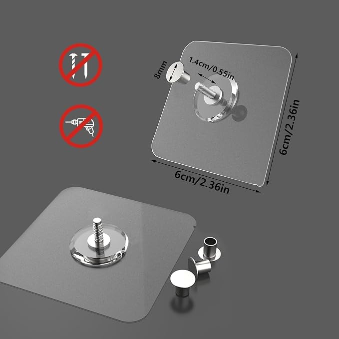 14 Pack Adhesive Wall Hooks, Wall Hangers Without Nails, No Damage Picture Hooks Waterproof and Rustproof to use Inside Kitchen, Bathroom, Home and Office（14mm）