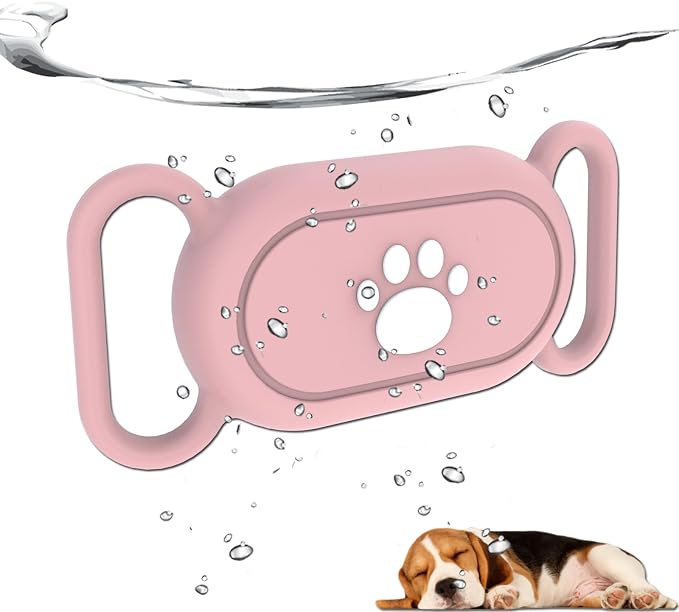 Waterproof Dog Collar Compatible with Samsung Galaxy SmartTag2 | Silicone GPS Tracker Hidden Loop Holder for Smart Tag2, Anti-Lost Collar Tag2 Paw Case (Pink)