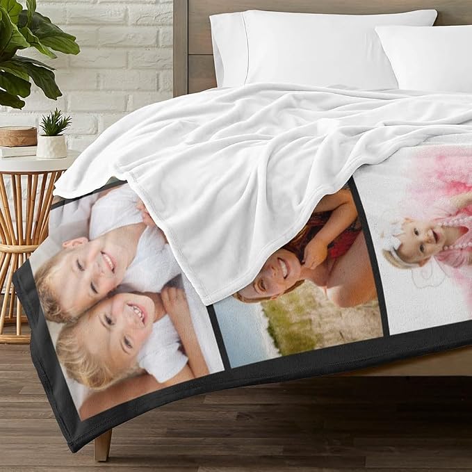 inkArts Custom Blanket with Photo, Personalized Blanket, Customized Photo Blankets, Customizable Picture Blankets, Personalized Photo Gifts for Mom Baby Kid Family Pet