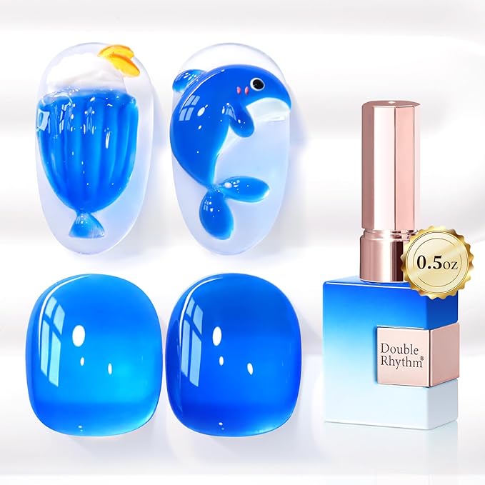 Double Rhythm 0.5 Oz Jelly Gel Polish Same Color Same Bottle Sheer Neutral Natural Light Milky Pastel 15ML Translucent Polish Art DIY at Home (Crystal Navy-A1614)