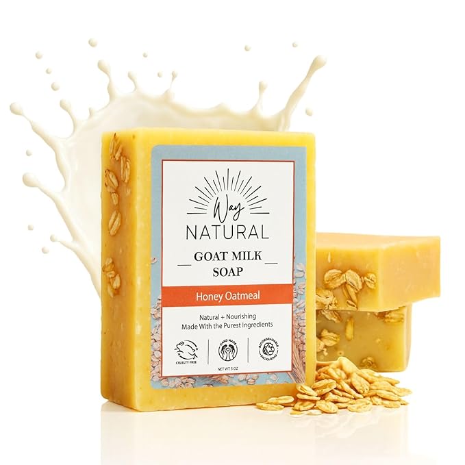 Honey Oatmeal Soap Bar (3 Pack) - Goat Milk Soap for Men, Women & Kids - Natural, Handmade w/Real Milk - Dry, Sensitive Skin, Hands/Body - Premium, Gentle, No Dyes - (Large, 5oz)
