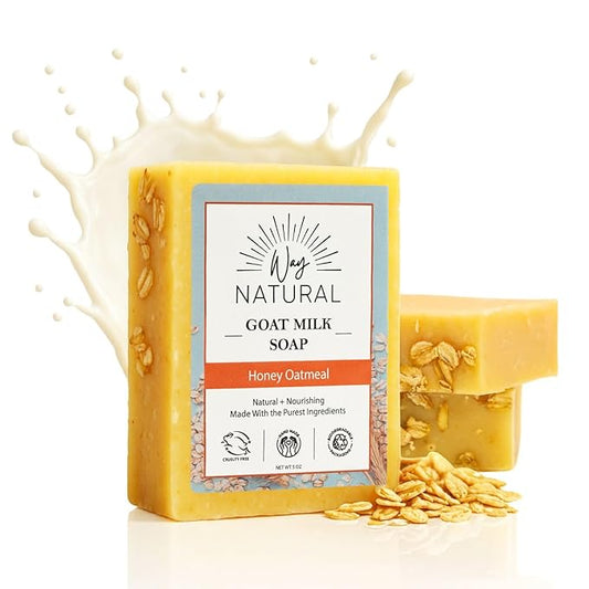 Honey Oatmeal Soap Bar (3 Pack) - Goat Milk Soap for Men, Women & Kids - Natural, Handmade w/Real Milk - Dry, Sensitive Skin, Hands/Body - Premium, Gentle, No Dyes - (Large, 5oz)