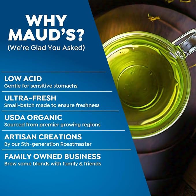 Maud's Organic Jasmine Green Tea Pods, 80 ct, Single Serve Tea Pods – 100% Gourmet Blended Tea Leaves, Compatible with Keurig K Cups Maker