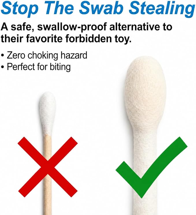 Glaciart One XXL Swabs Cat Toys with Catnip - 2 Pk | Durable for Chew, Cute Cat Toys Interactive Kitty for Boredom, Exercise, & Play | Filled w/Organic Catnip for Anxiety & as Digestive Aid