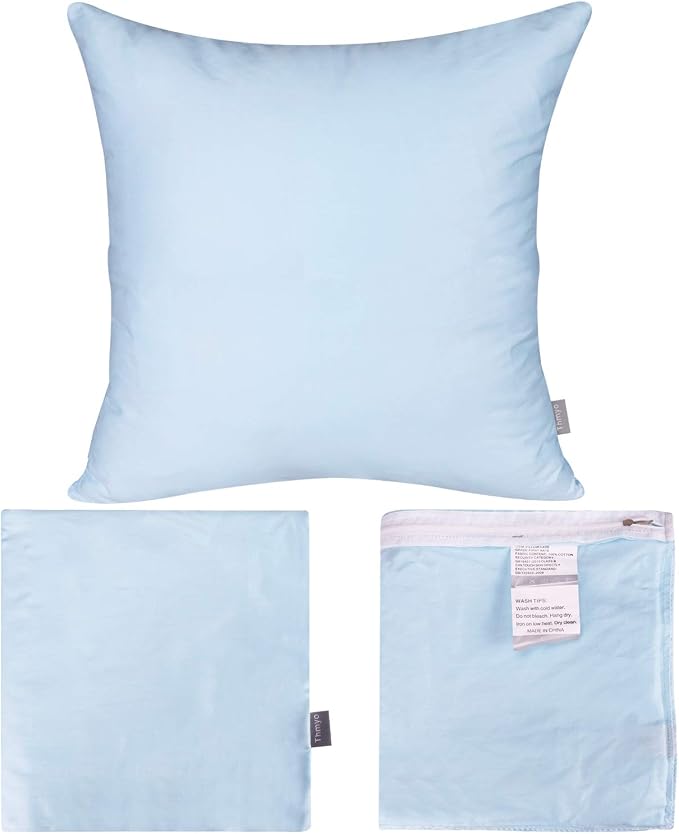 4-Pack 100% Cotton Comfortable Solid Decorative Throw Pillow Case,Thmyo Square Cushion Cover Pillowcase Sublimation Blank Pillow Covers DIY Throw Pillowcase for Sofa(20x20 inch/ 50x50cm,Light Blue)