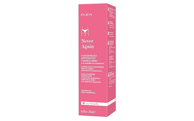 PUPA Milano Never Again Anticellulite Concentrate - Prevents Reappearance Of Cellulite - Fights Imperfections - Long Lasting - Blend Of Vegetable Extract - Dermatologically Tested - 8.4 Oz Cream