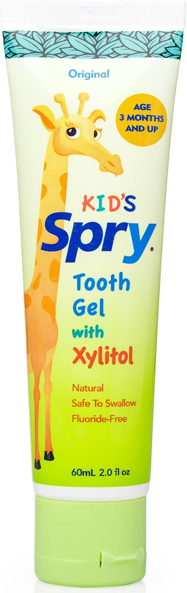 Spry Natural Xylitol Toothpaste for Baby, Toddler and Kids Age 3 Months and Up - Fluoride Free Tooth Gel, Tasty, Support Development of Emerging Teeth, Original 2 Fl Oz (Pack of 4)