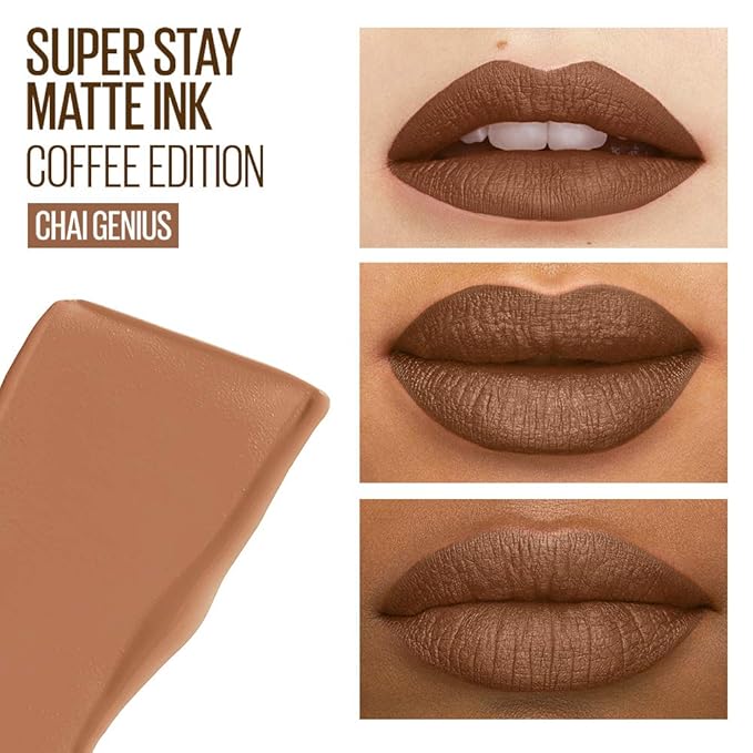 Maybelline New York SuperStay Matte Ink Liquid Lipstick, Coffee Edition, Chai Genius, 0.17 Ounce