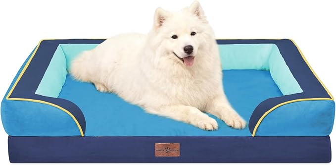 Comfort Expression Orthopedic Dog Beds for Large Sized Dog with Bolster | Waterproof Dog Couch Bed with Washable Cover & Non-Slip Bottom, Supportive Egg Crate Foam Large Pet Bed, 36x27 Inch