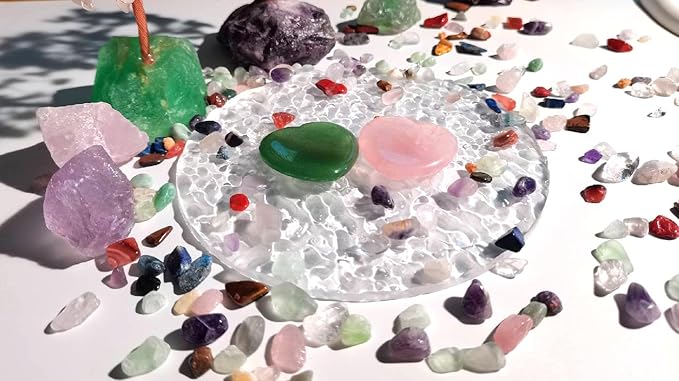 QINJIEJIE 2PCS Heart Crystal Thumb Worry Stone for Anxiety Rose Quartz Green Aventurine Crystals Palm Polished Gemstone Pocket Massage Heart Gem Anxiety Relief Item Meditation Gift for Women