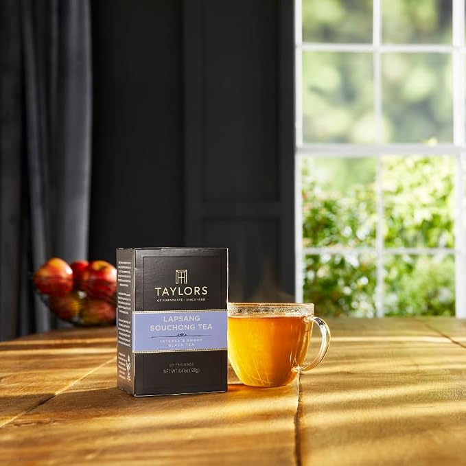 Taylors of Harrogate Lapsang Souchong, Black Tea, Pillow Tea Bags, 50 Count (Pack of 6), Smoky, Rich and Strong, Caffeinated, Enjoy Hot or Iced, 300 Teabags Total