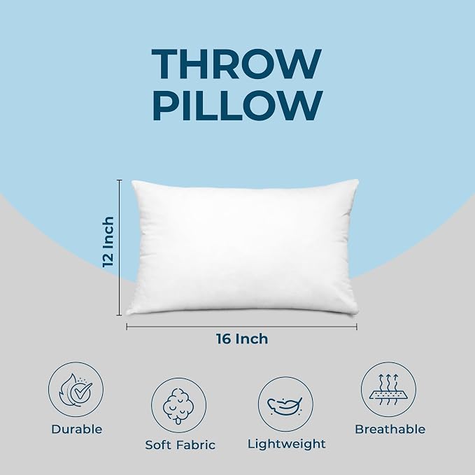 Utopia Bedding Throw Pillows, Decorative 12x16 Pillow Inserts, Set of 4 | Down alternative pillow insert with plush fluffy fill for beds sofas couches and chairs. Suitable for indoor outdoor use.